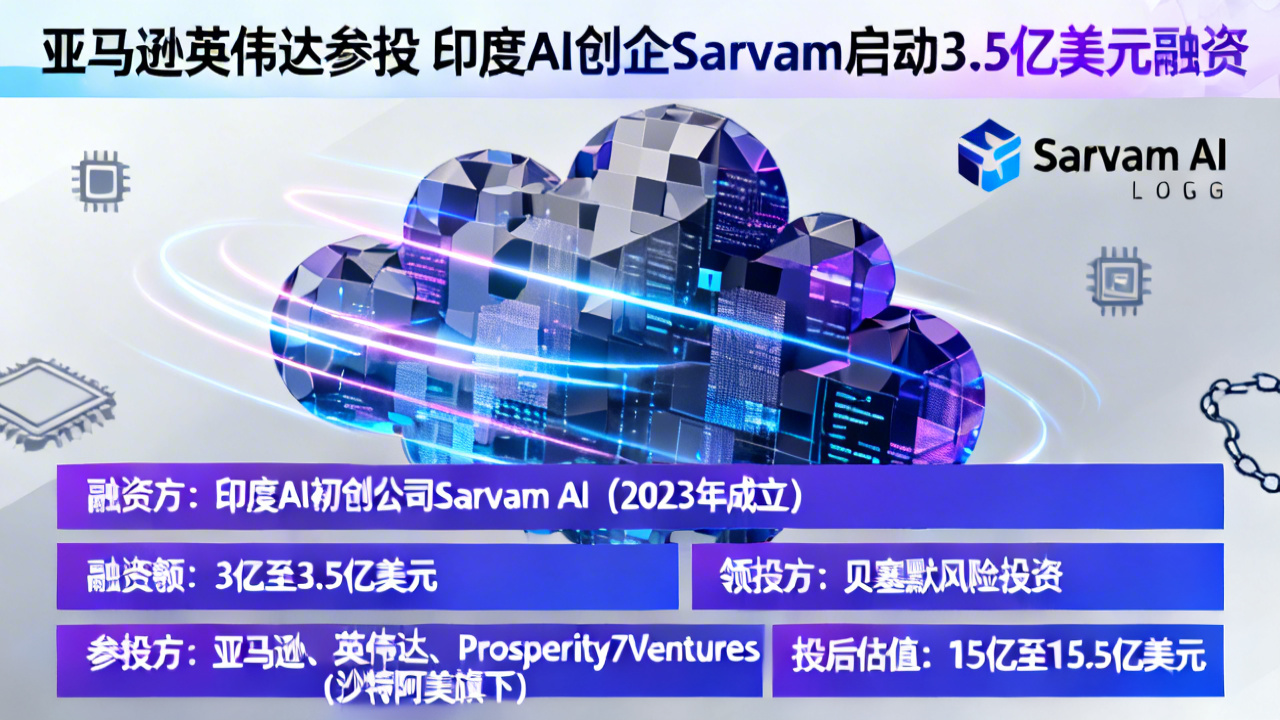 亚马逊英伟达参投 印度AI创企Sarvam启动3.5亿美元融资