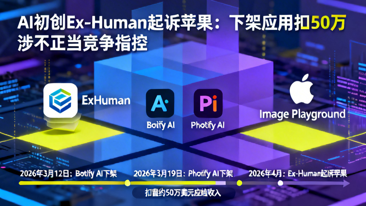AI初创Ex-Human起诉苹果：下架应用扣50万 涉不正当竞争指控