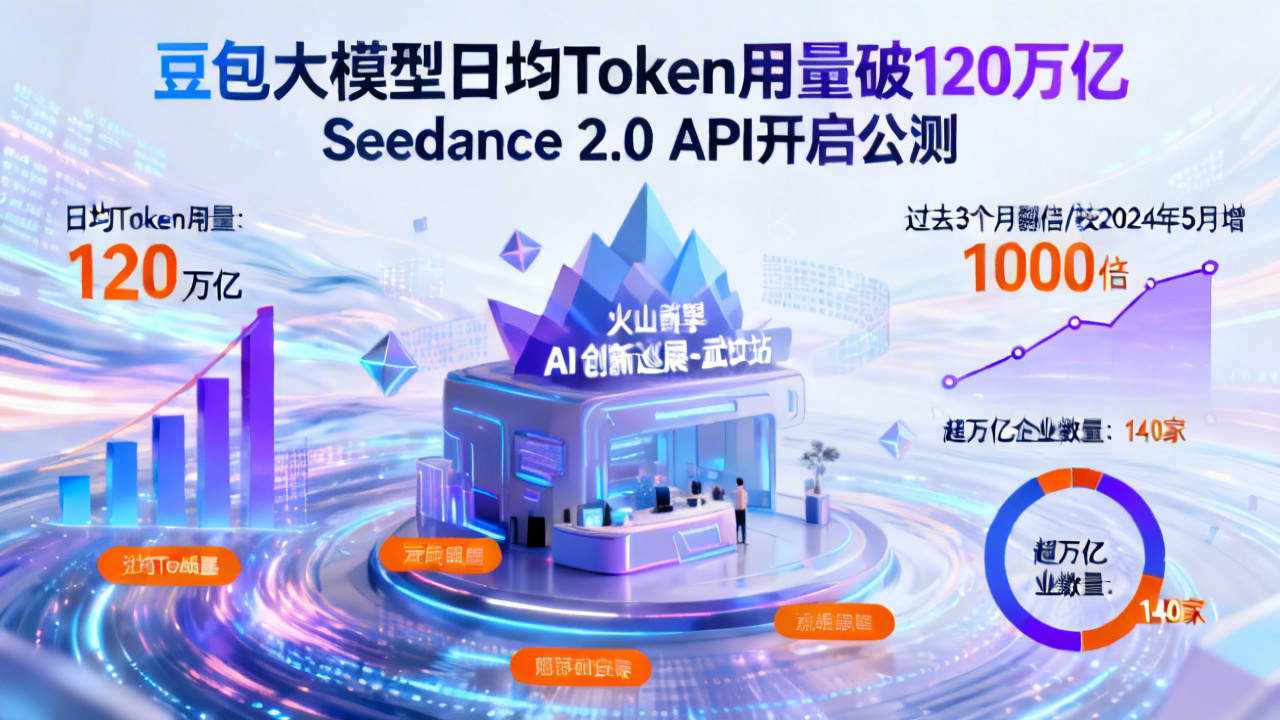 豆包大模型日均Token用量破120万亿 Seedance 2.0 API开启公测