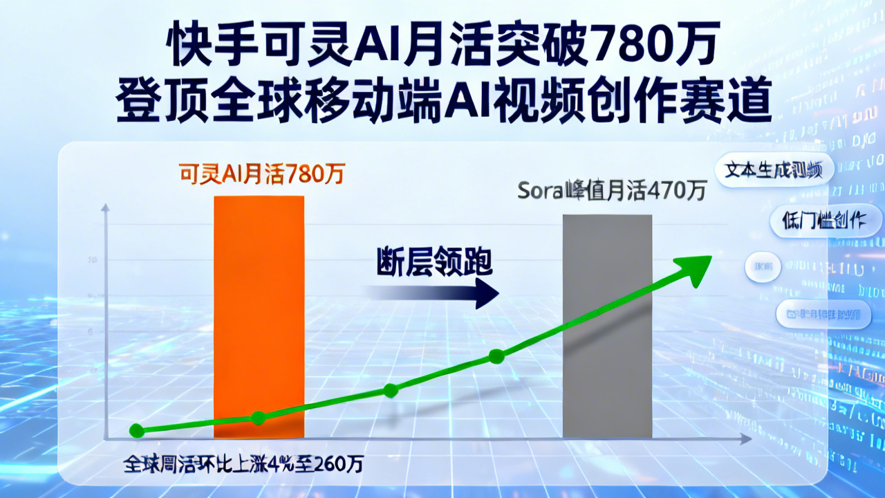 快手可灵AI月活突破780万 登顶全球移动端AI视频创作赛道