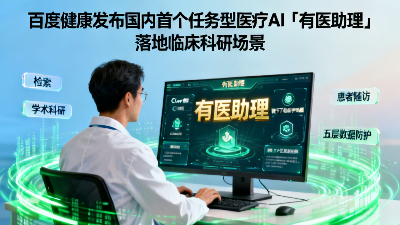 百度健康发布国内首个任务型医疗AI「有医助理」 落地临床科研场景