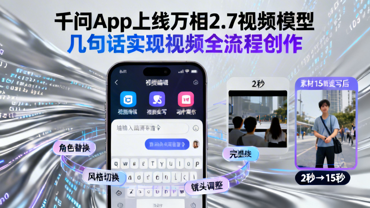 千问App上线万相2.7视频模型 几句话实现视频全流程创作