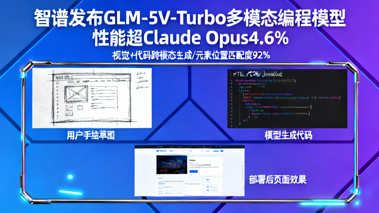 智谱发布GLM-5V-Turbo多模态编程模型 性能超Claude Opus4.6%