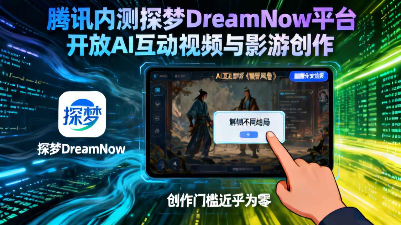 腾讯内测探梦DreamNow平台 开放AI互动视频与影游创作