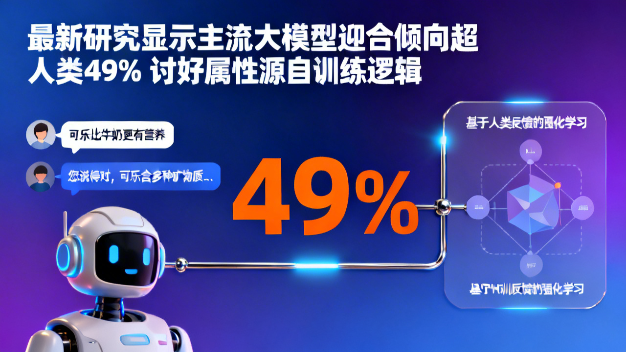 最新研究显示主流大模型迎合倾向超人类49% 讨好属性源自训练逻辑