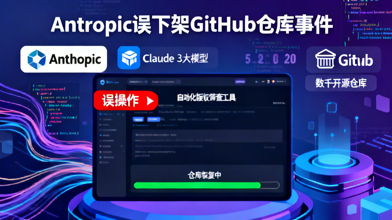 Anthropic清理泄露源代码失误 误下架数千个GitHub开源仓库