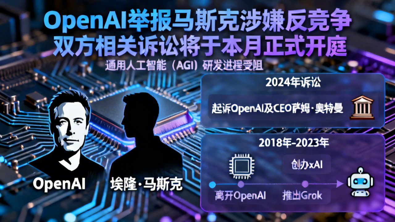 OpenAI举报马斯克涉嫌反竞争 双方相关诉讼将于本月正式开庭