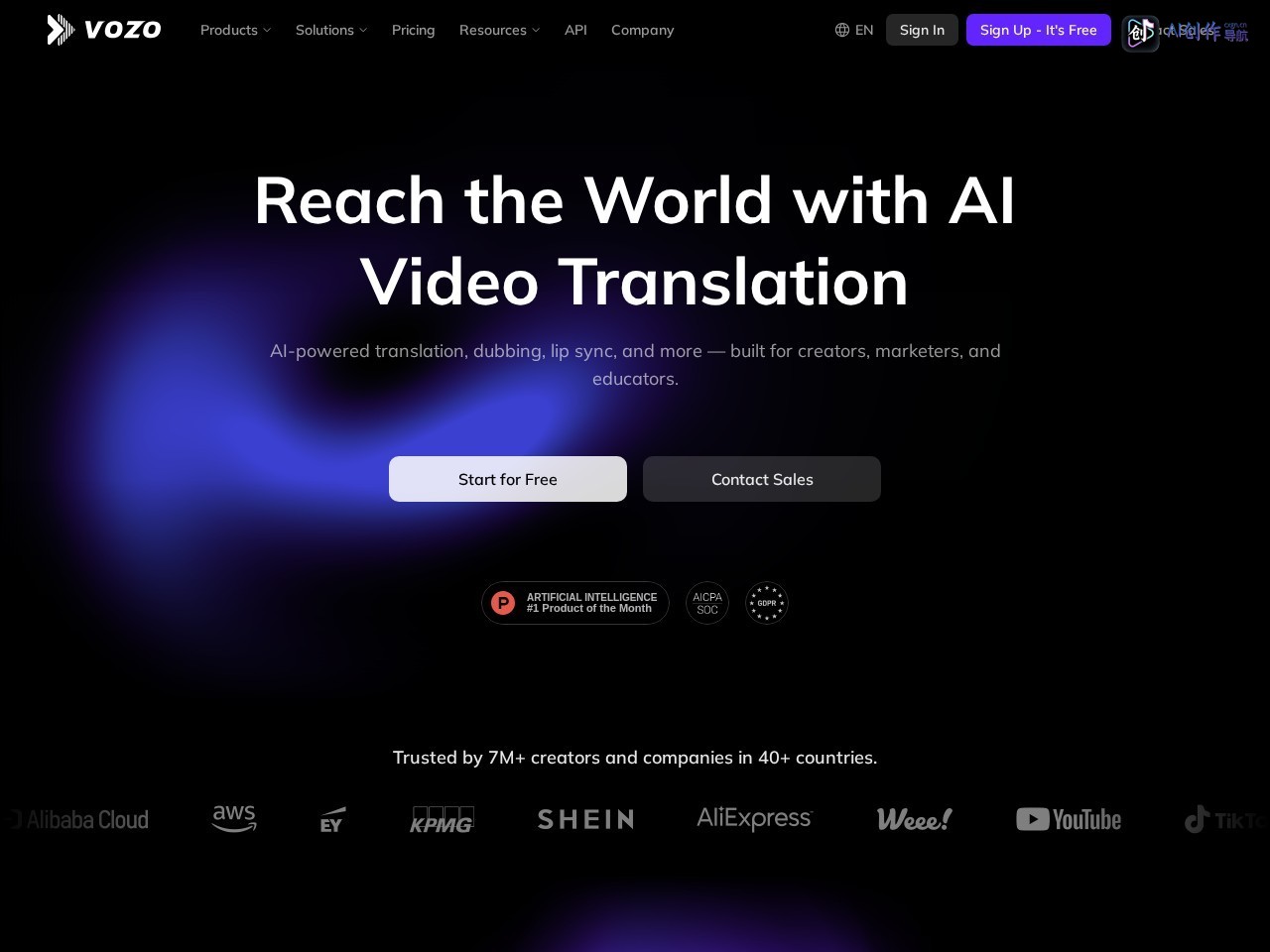 Vozo AI 网站截图