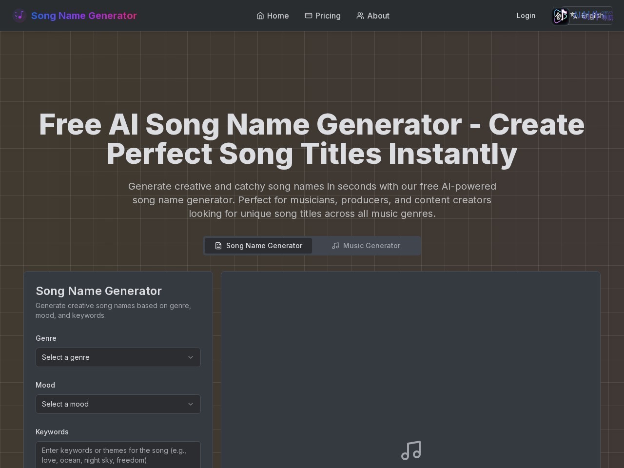 AI Song Name Generator 网站截图
