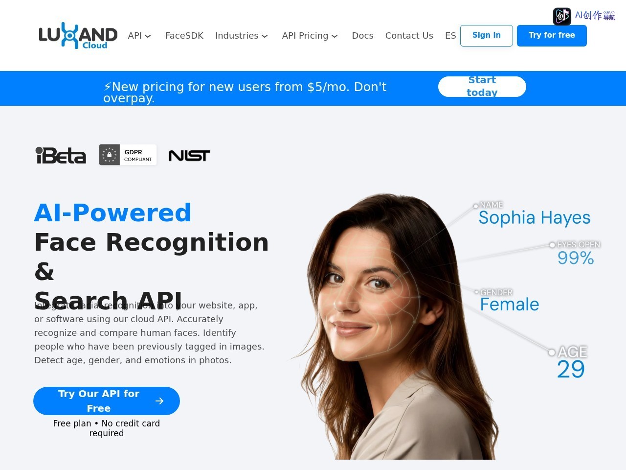 Luxand 网站截图