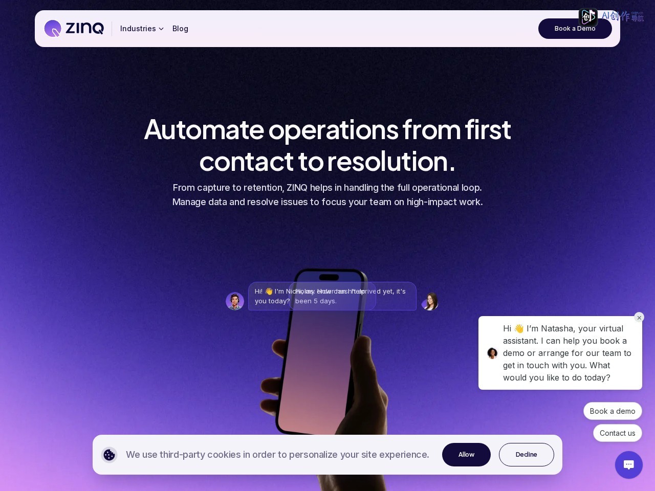ZINQ AI 网站截图