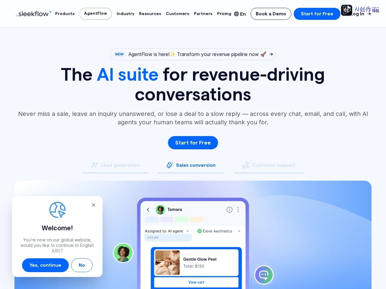 SleekFlow 网站截图
