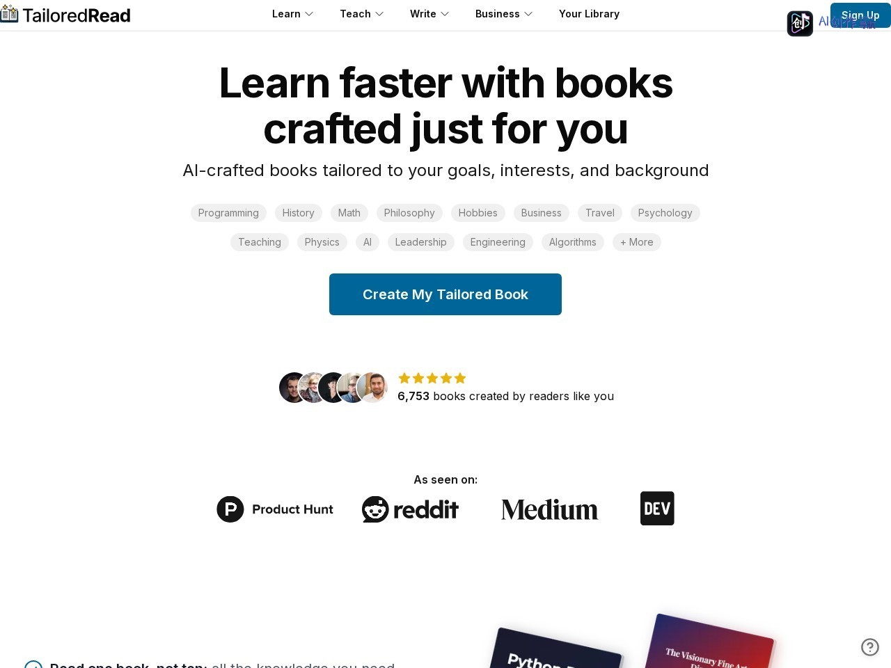 TailoredRead 网站截图