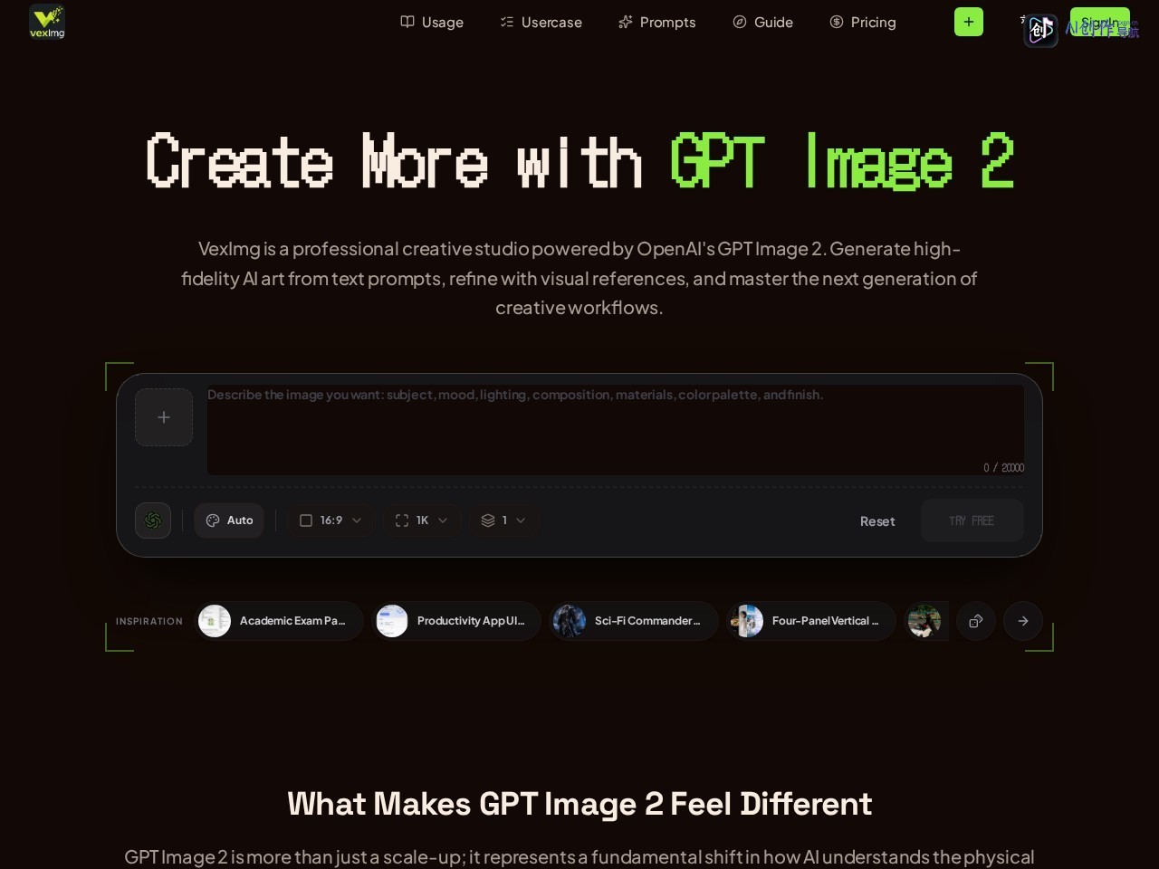 GPT Image 2 AI Image Generator 网站截图