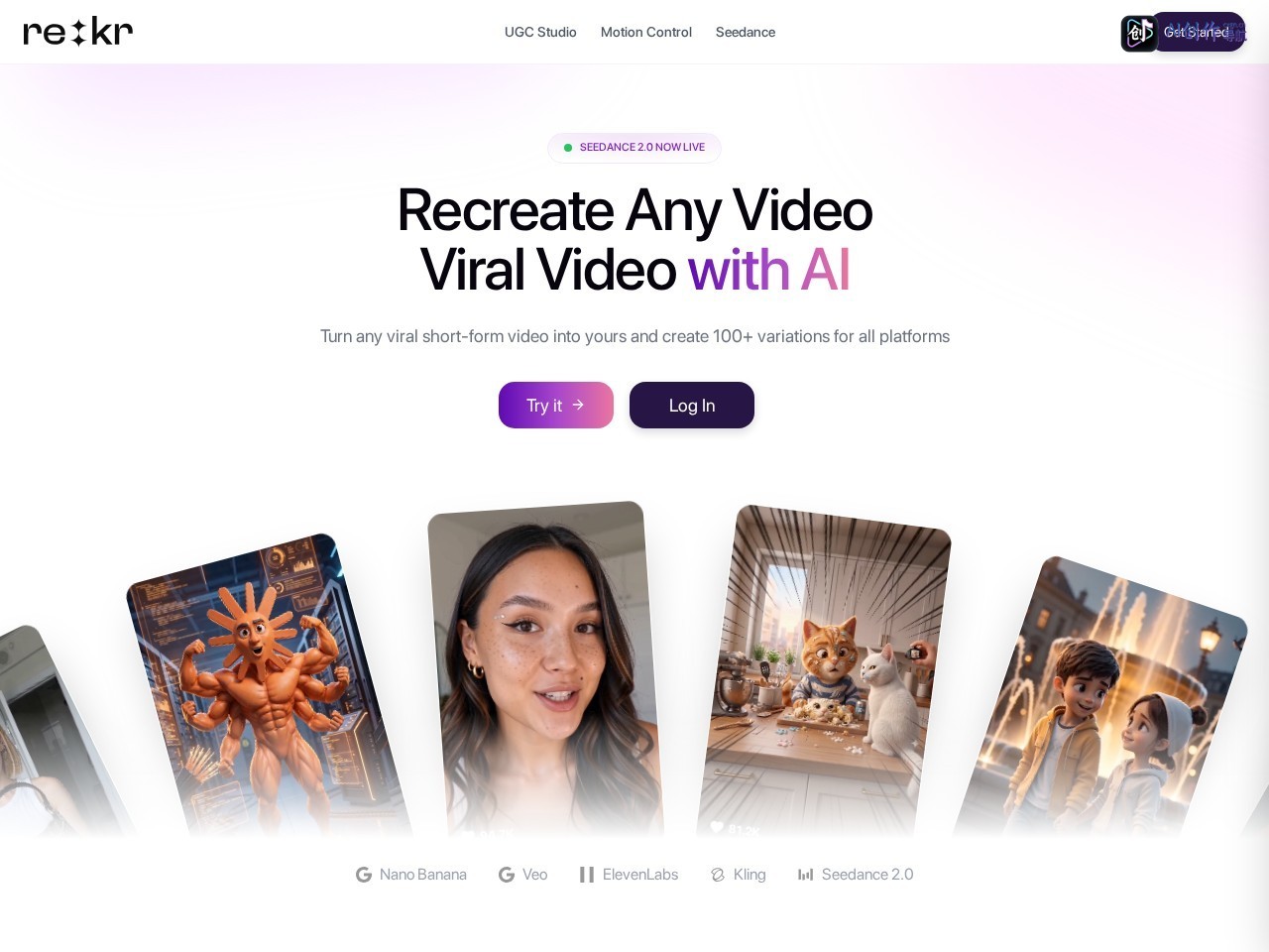 RECREATE AI 网站截图