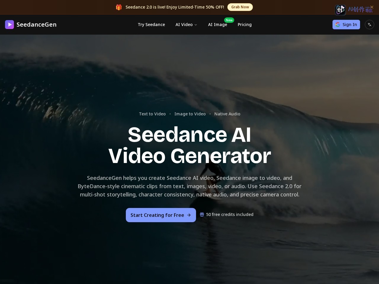 SeedanceGen 网站截图