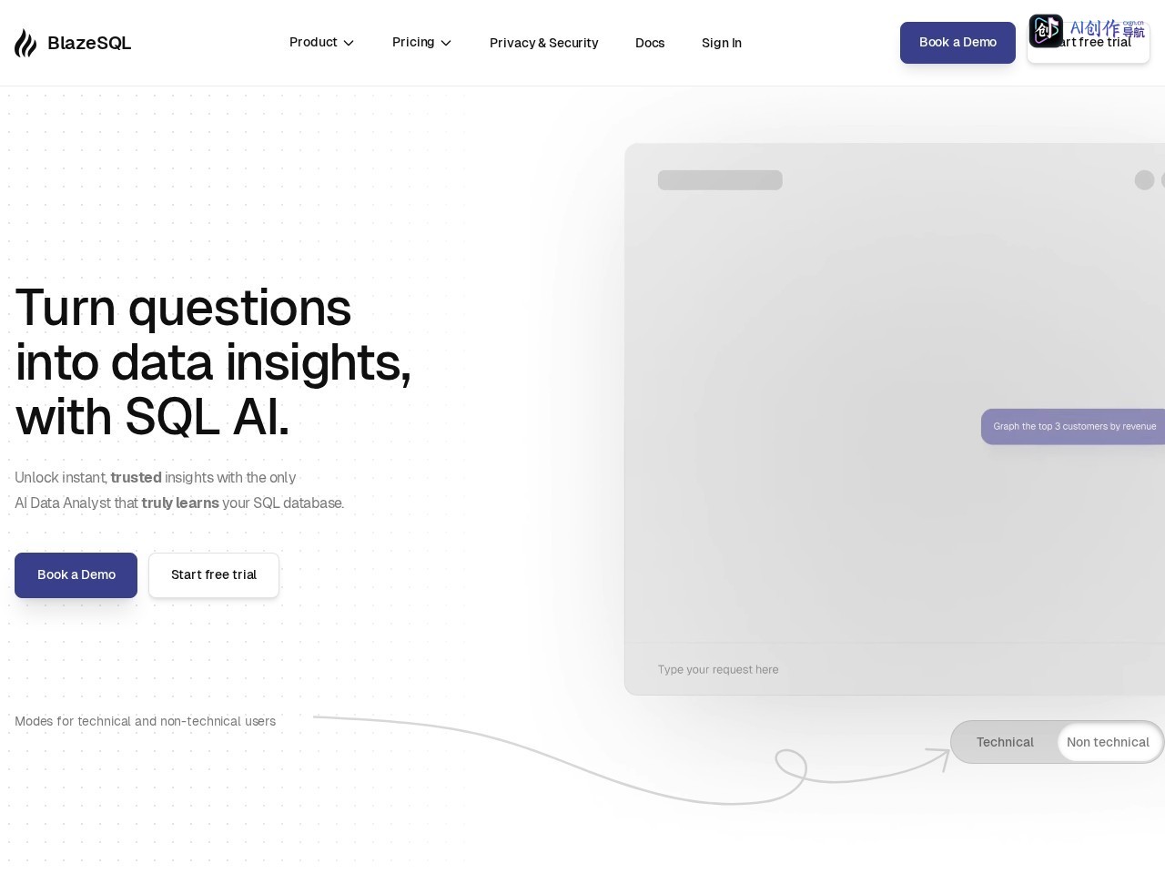 BlazeSQL AI 网站截图