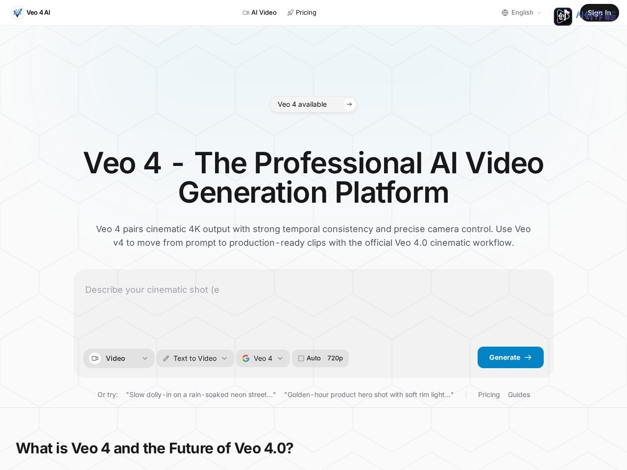 Veo 4 网站截图