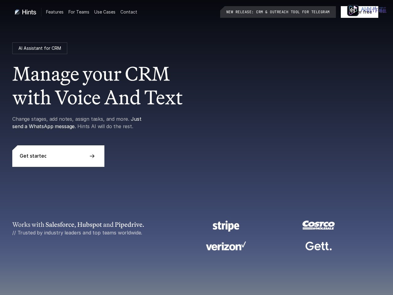 Hints CRM AI Assistant 网站截图