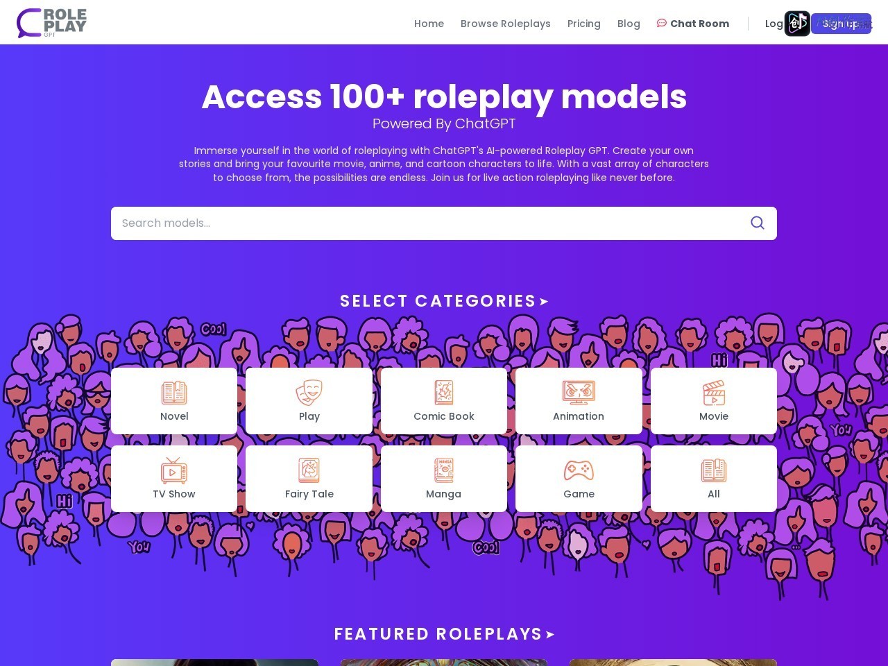 RoleplayGPT 网站截图