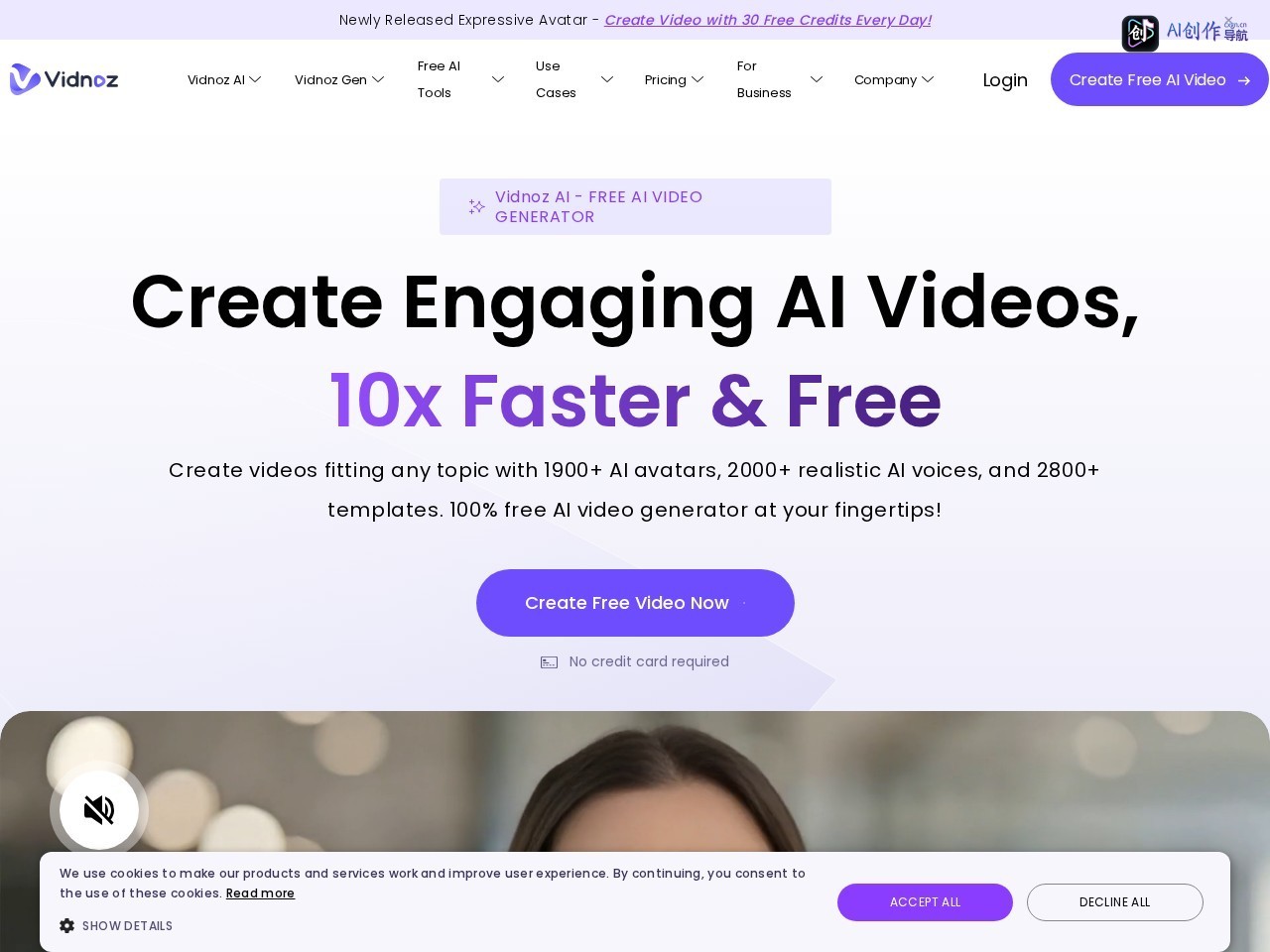 Vidnoz AI 网站截图