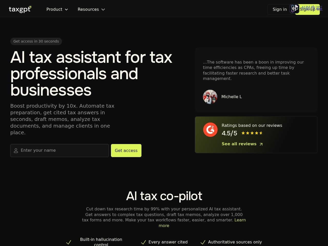 TaxGPT 网站截图