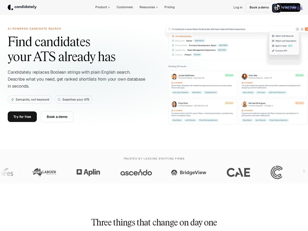 AI Candidate Search for Your ATS | Search Smarter with Candidately 网站截图