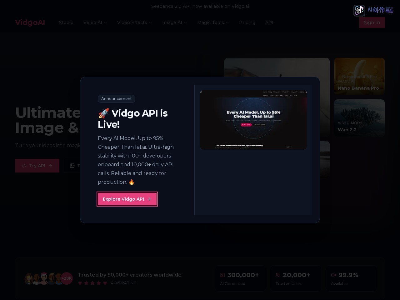 Vidgo AI 网站截图
