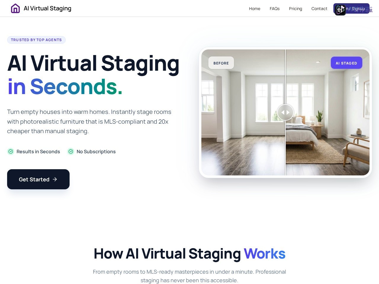 AI Virtual Staging 网站截图
