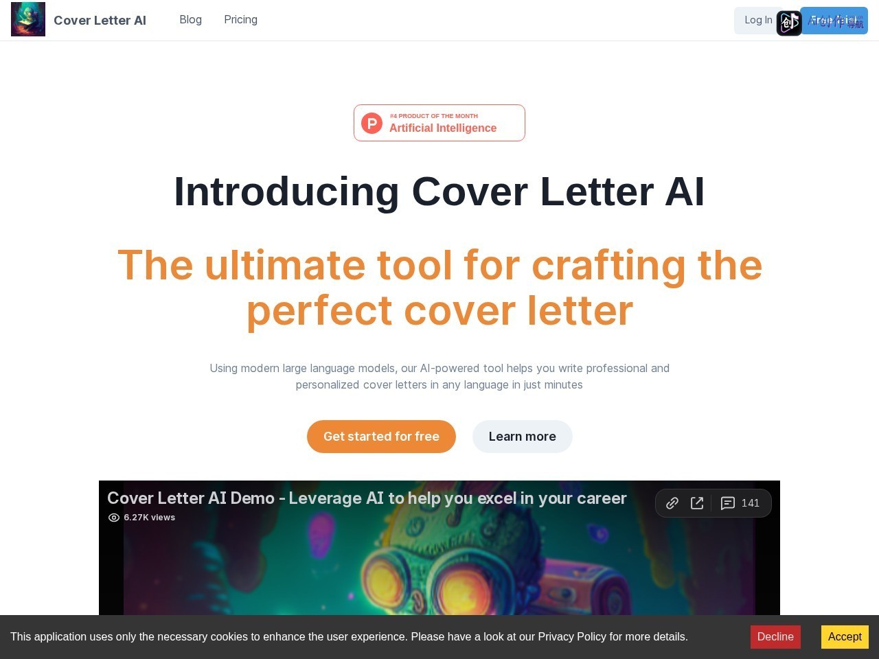 Cover Letter AI 网站截图