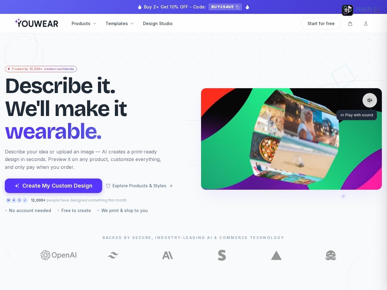 YouWear.ai 网站截图