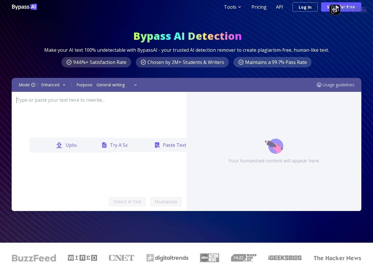 BypassAI 网站截图