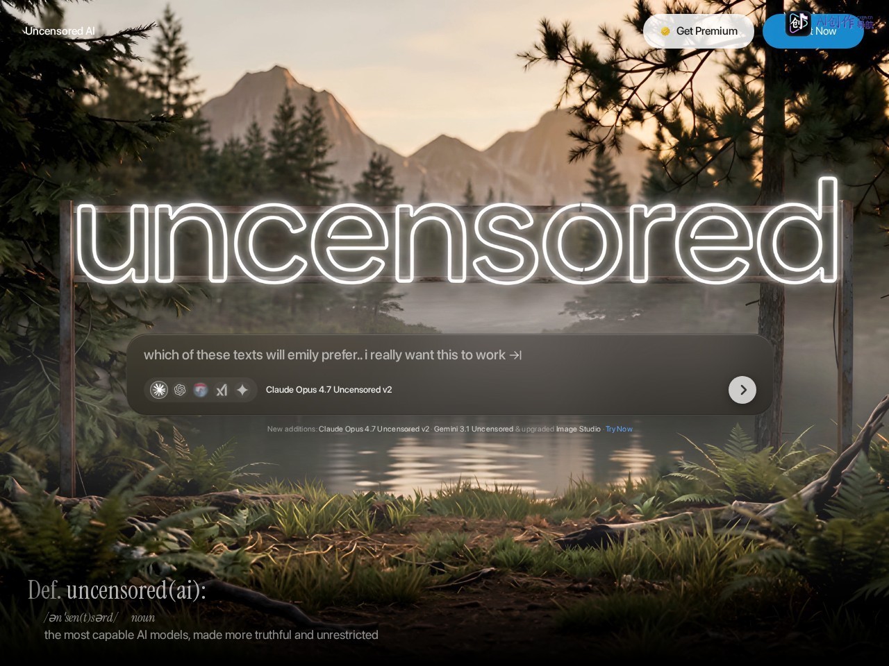 Uncensored AI 网站截图