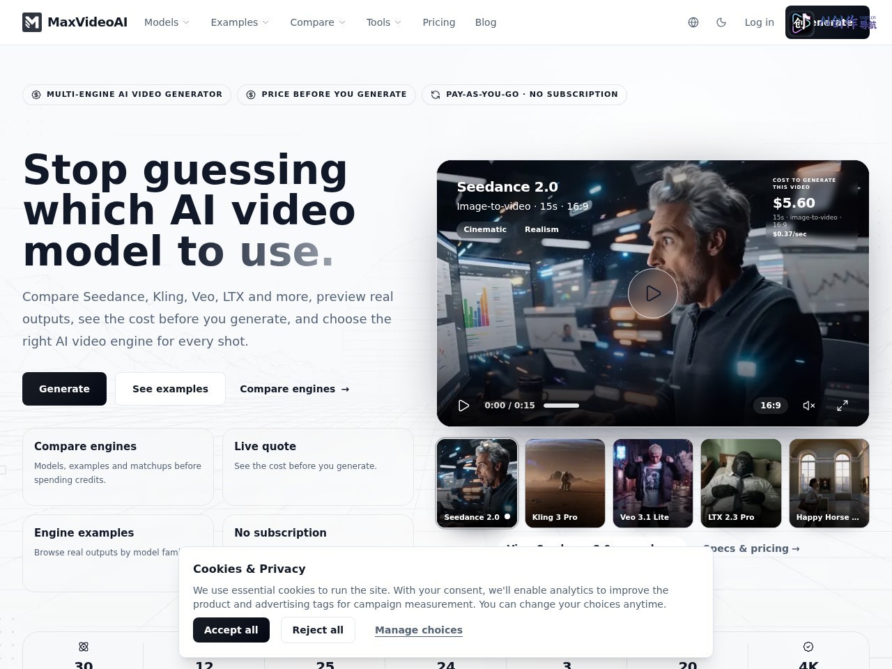 MaxVideoAI 网站截图