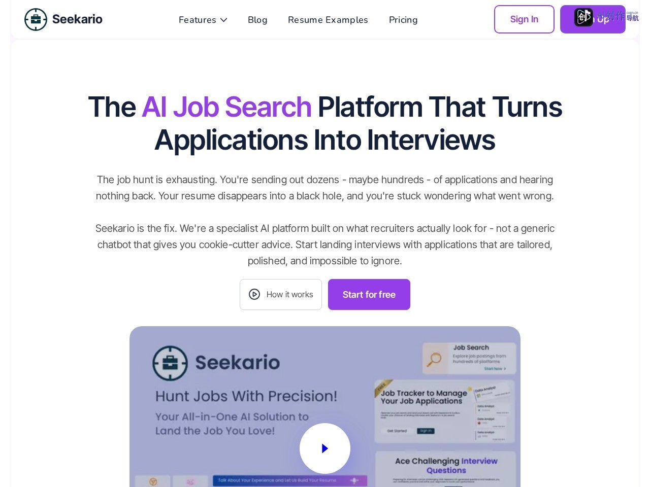 Seekario 网站截图