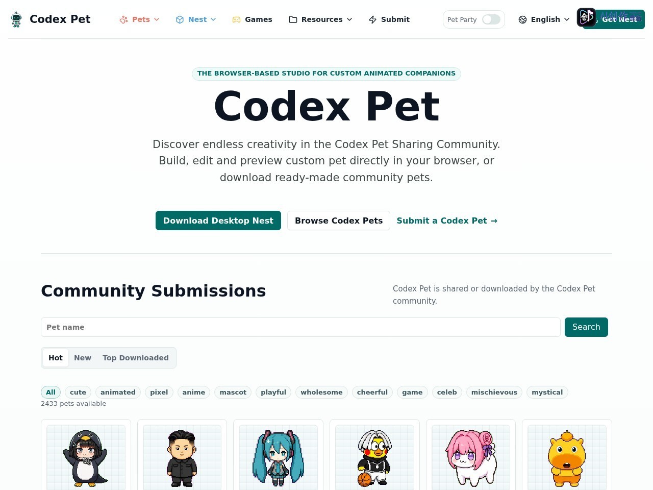 Codex Pet Studio 网站截图