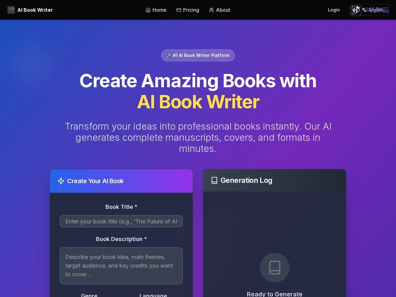 AI Book Writer 网站截图
