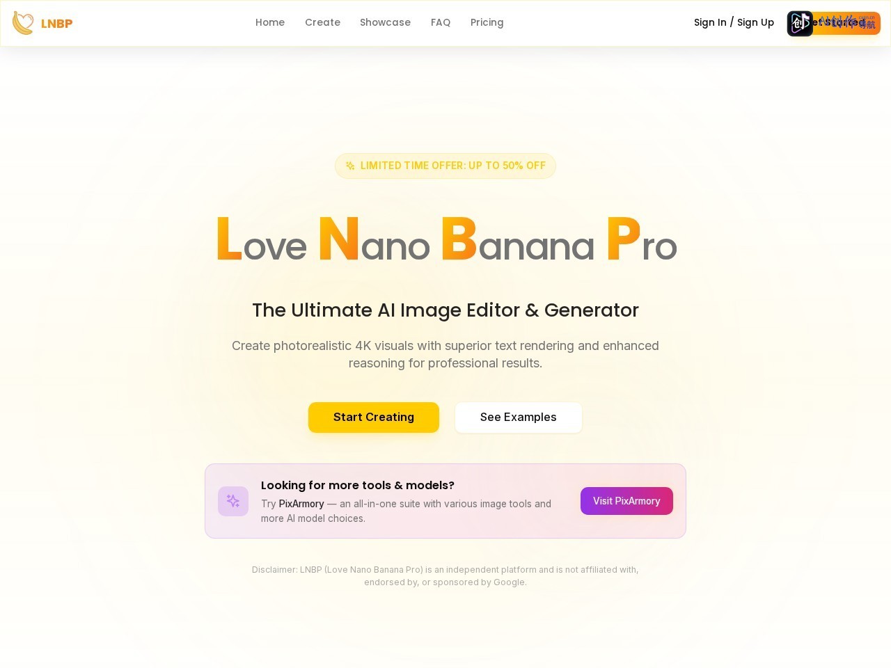 Nano Banana Pro（LNBP） 网站截图