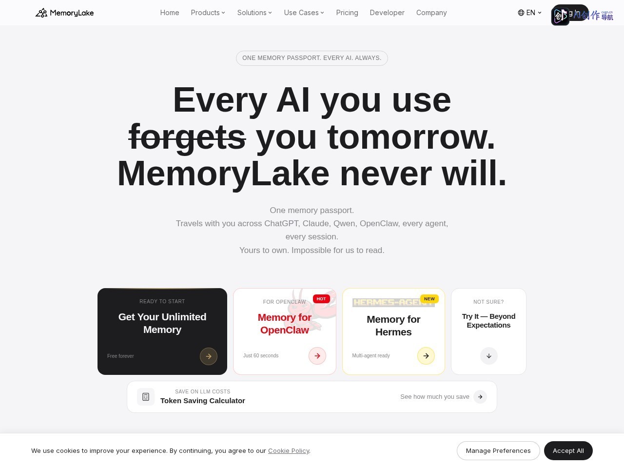 MemoryLake 网站截图