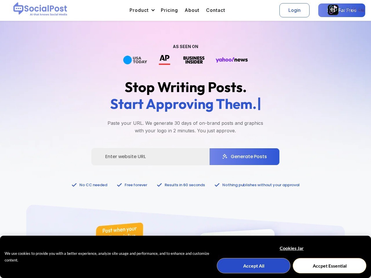 SocialPost.ai 网站截图