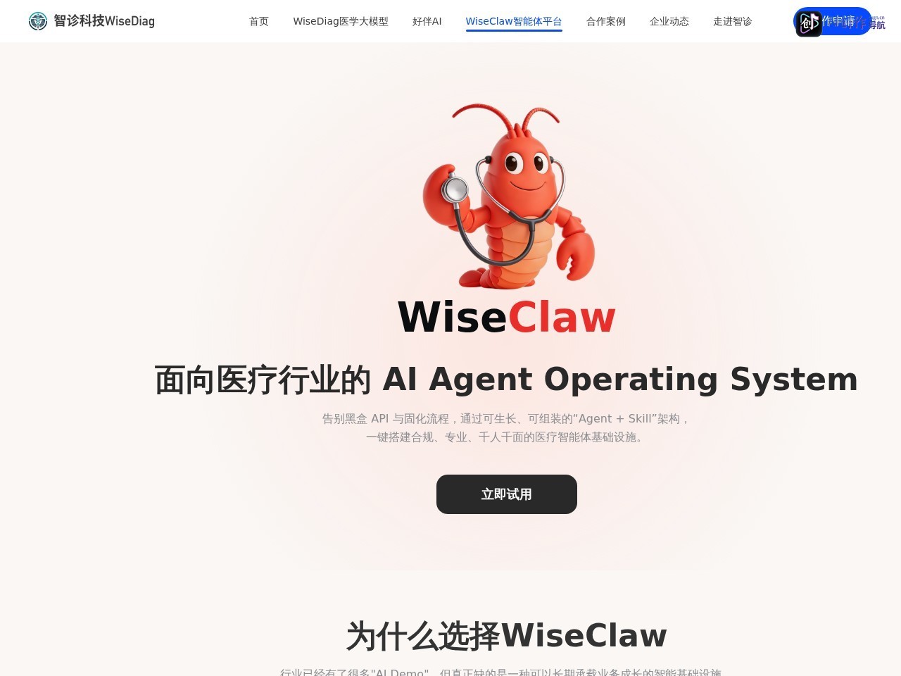 WiseClaw 网站截图