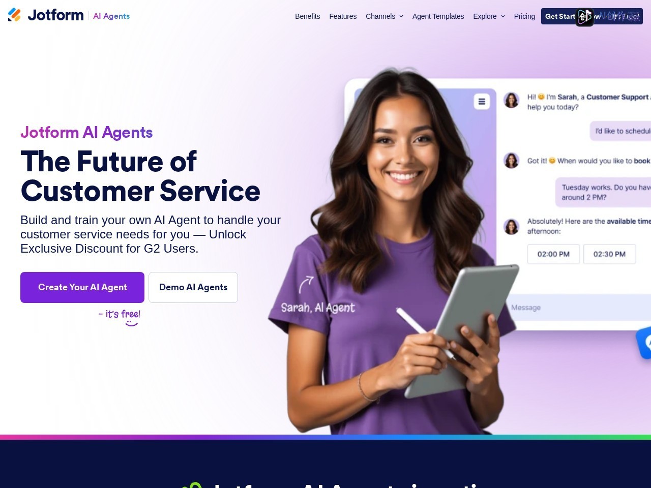 Jotform AI Agents 网站截图