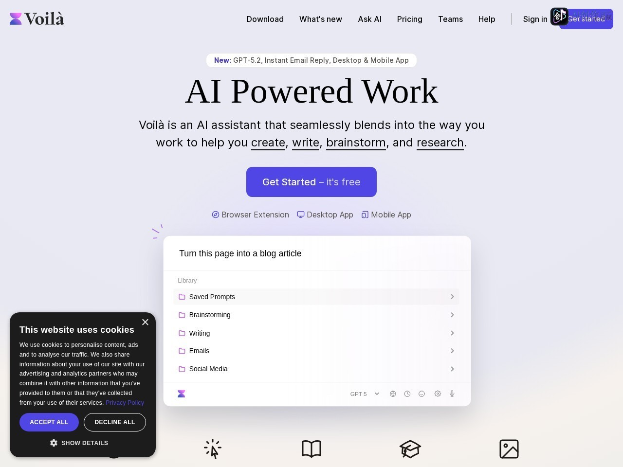 Voilà AI Assistant 网站截图