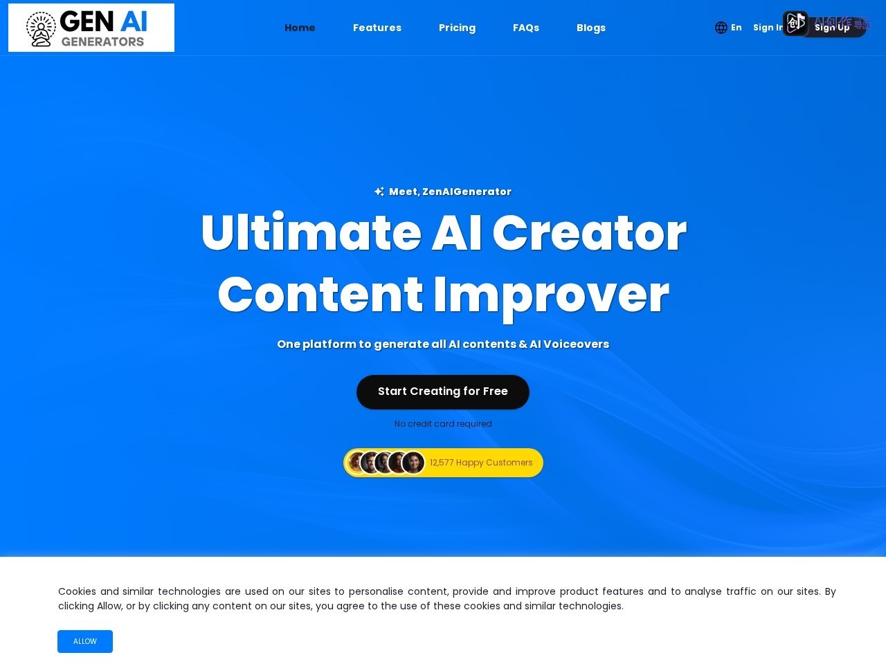 Zen AI Generator 网站截图
