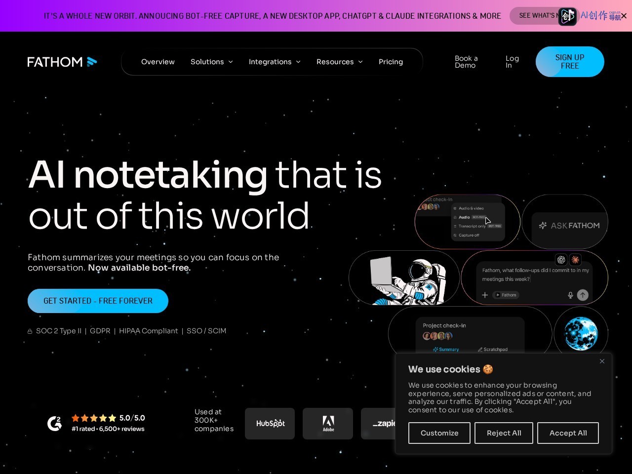 Fathom AI Notetaker 网站截图