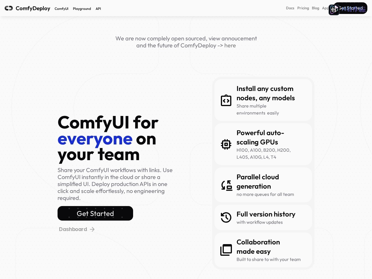 ComfyDeploy 网站截图