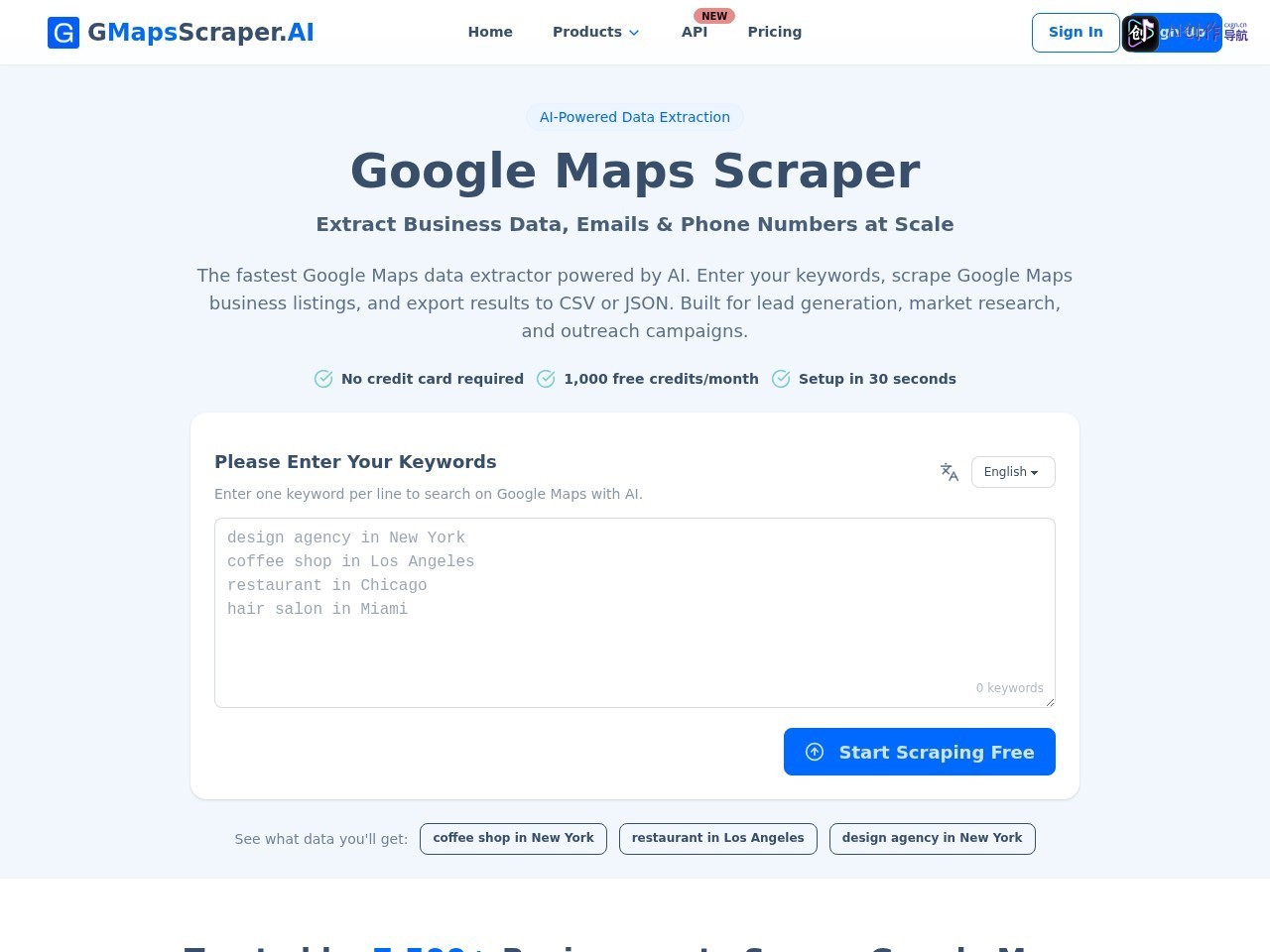 GMapsScraper.AI 网站截图