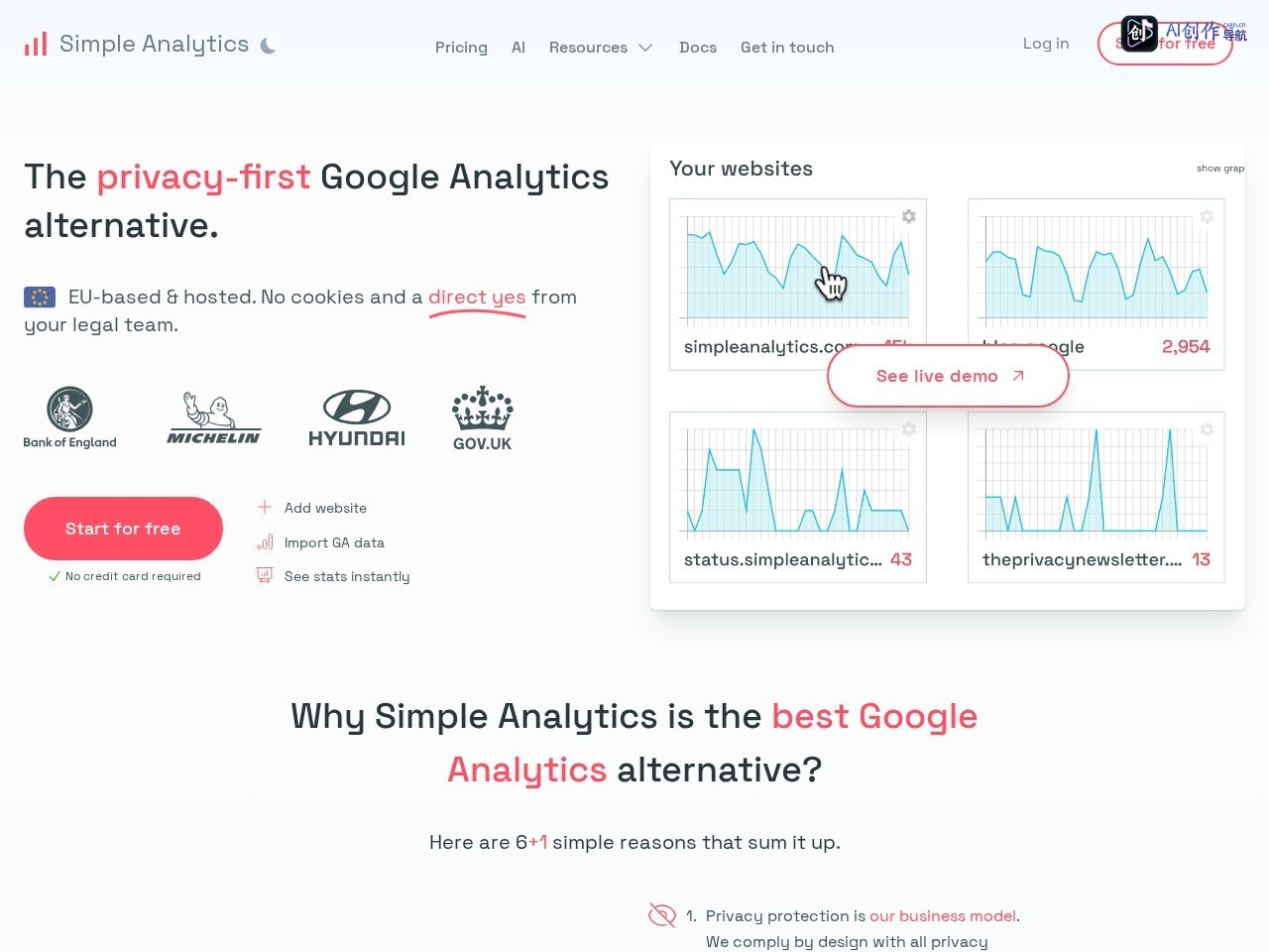 Simple Analytics 网站截图