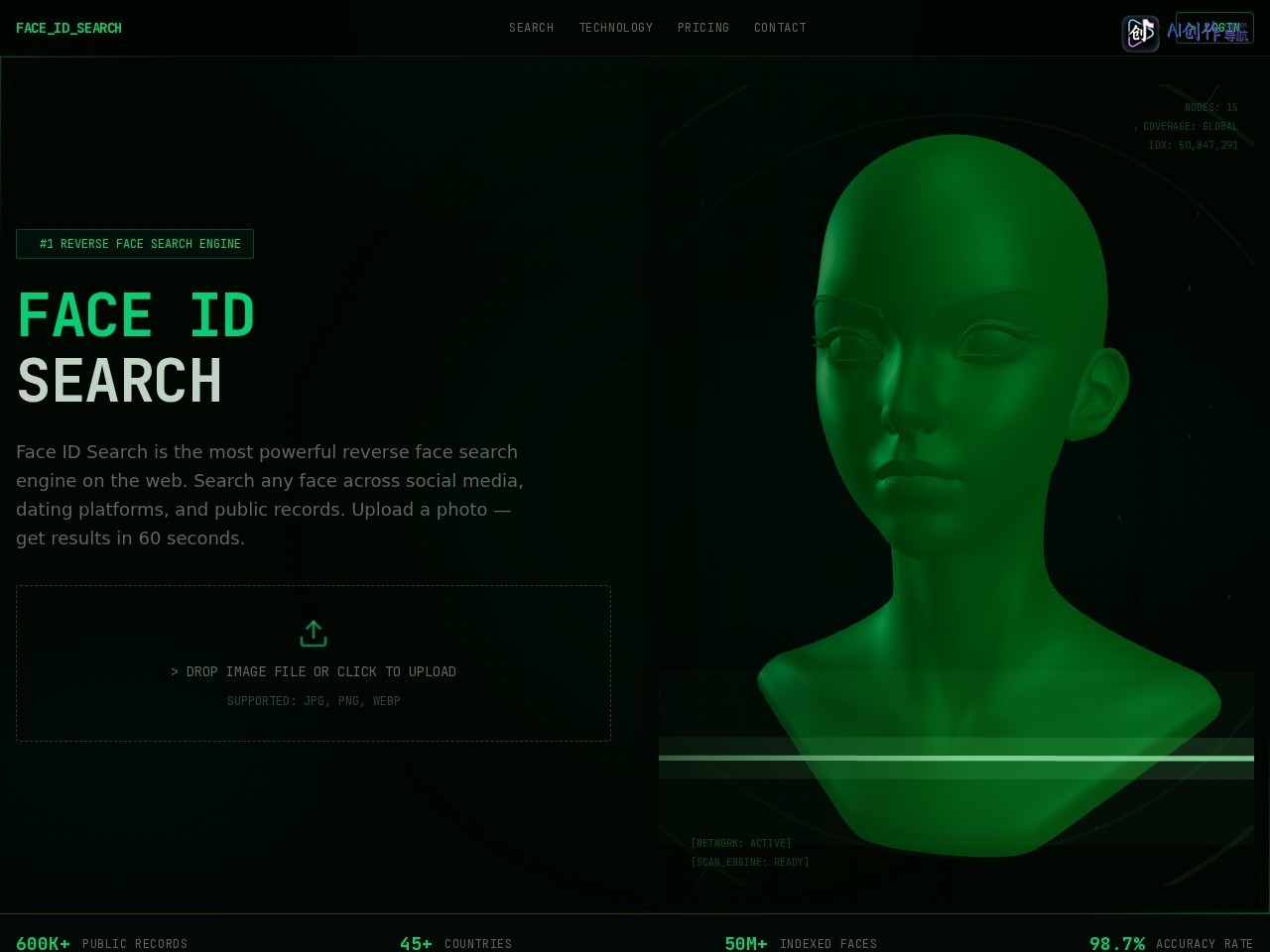 Face ID Search 网站截图