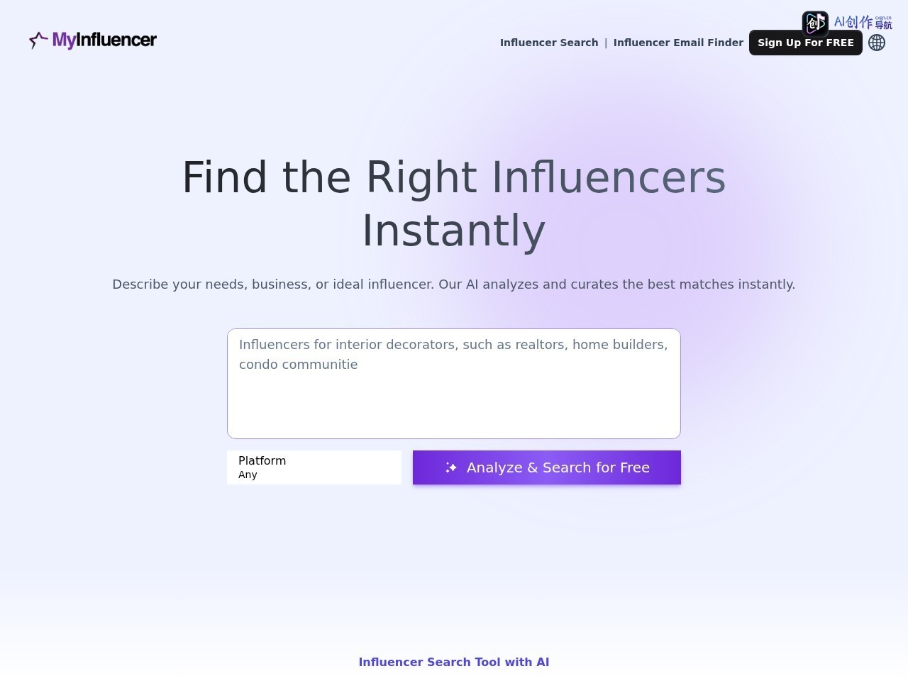 MyInfluencer AI 网站截图